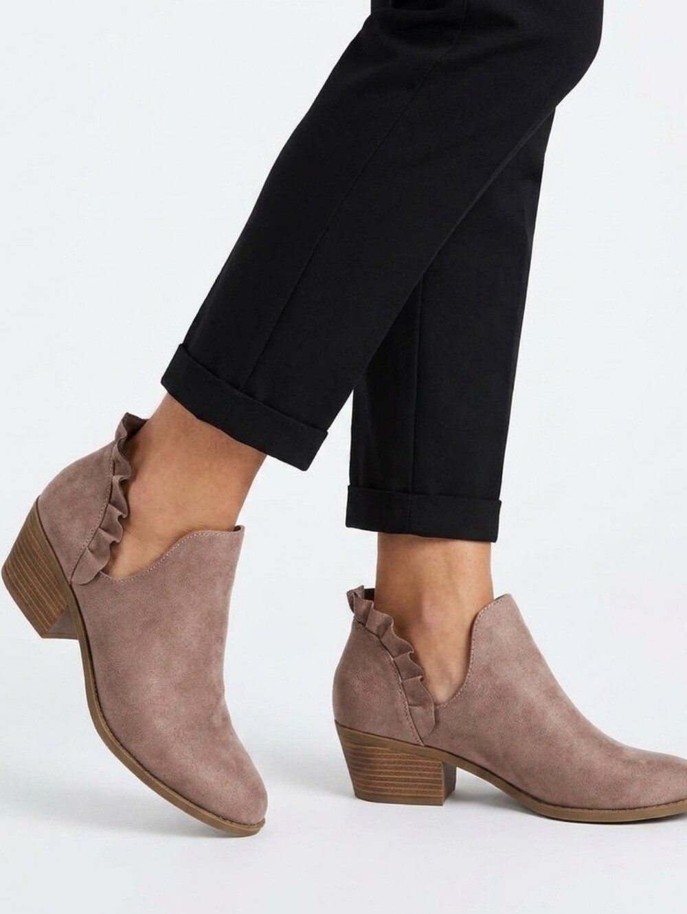 Fergalicious Slip-on Booties with Ruffle Detail Side Slit Size 7.5